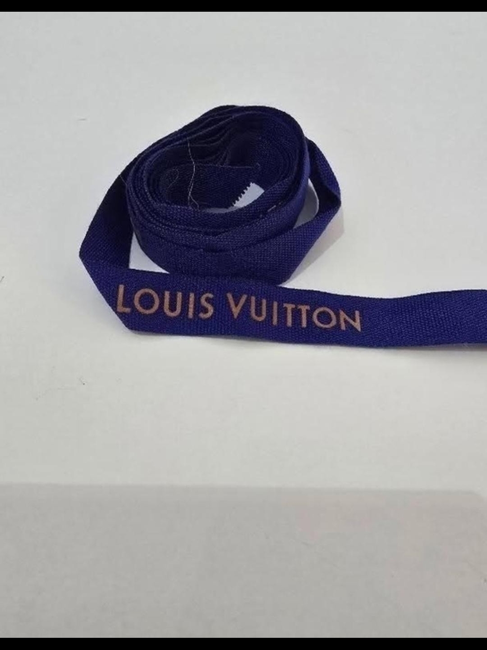Louis Vuitton Navy Blue Ribbon with Gold Logo 64 Inch